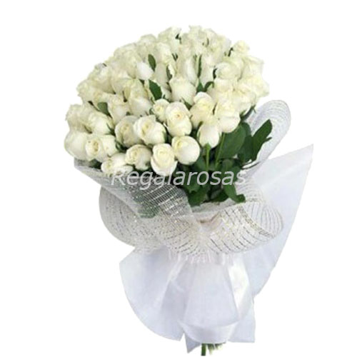 ramo circular con 50 rosas blancas a domicilio en santiago