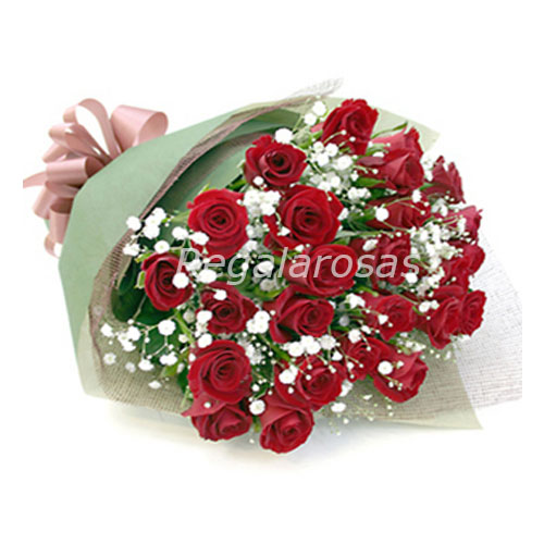 Ramo circular con 25 rosas rojas cumpleaños a domicilio en santiago